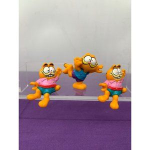 Garfield PVC 2 Inch Toys Collectables Figurines Cake Toppers 1981 Lot of 3